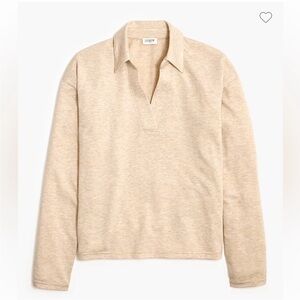 J. Crew XXL Light Tan Collared Crop Pullover